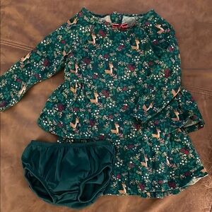 Joules Green Floral Baby Dress with Bloomers